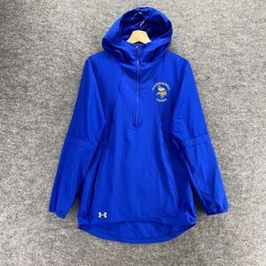 Under Armour Jacket Anorak Women XS Blue 1/2 Zip Hooded Heatgear Long Sleeve